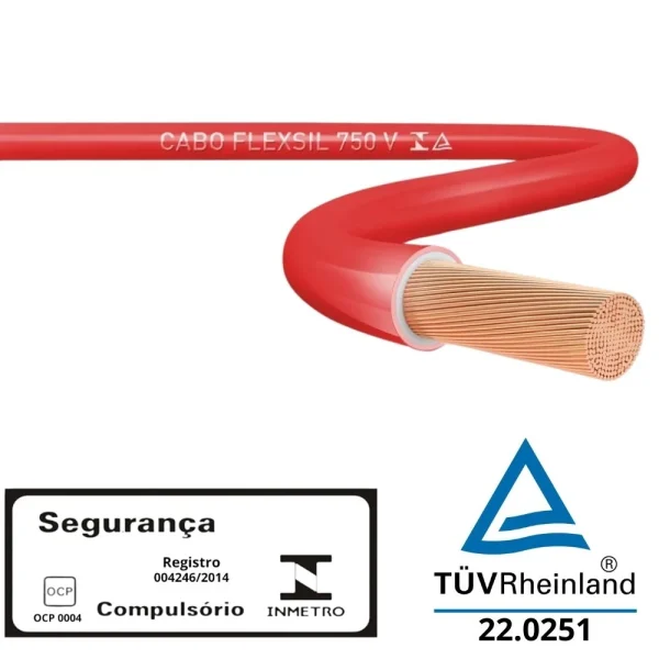 Alternative view of CABO FLEXIVEL 4MM VERMELHO 750V ROLO 50 METROS - SIL