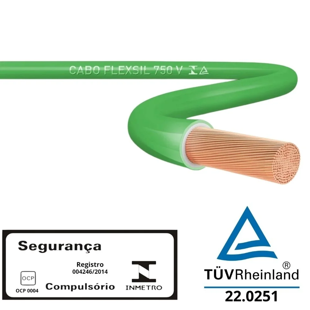 CABO FLEXIVEL 10MM VERDE 750V ROLO COM 100 METROS - SIL - Imagem 2