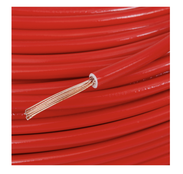 Rolo de fio flexível Cobrecom 4,00mm 750V cor vermelha com 100 metros.