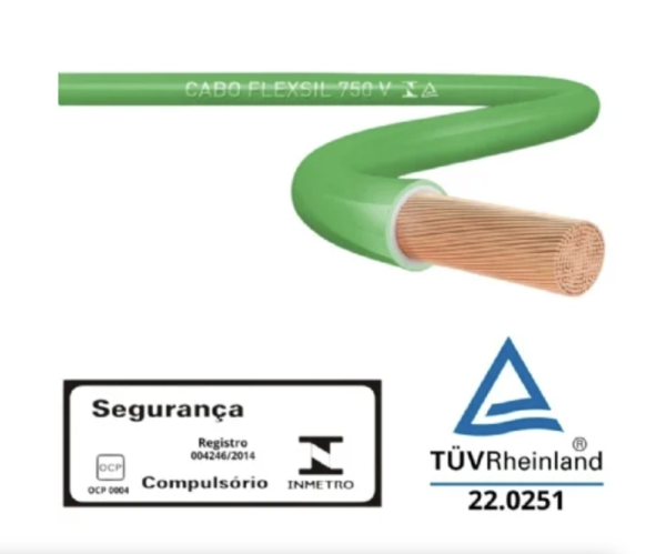 Condutor elétrico flexível Sil 1,5mm verde isolação 750V 100 metros.
