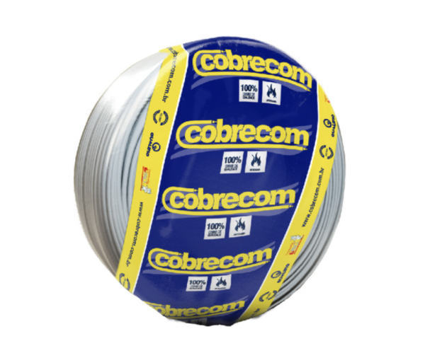 Cabo flexível Cobrecom 4mm 750V branco em rolo de 100 metros.