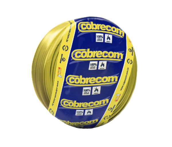 Rolo de cabo elétrico flexível 4mm amarelo 750V Cobrecom condutor cobre