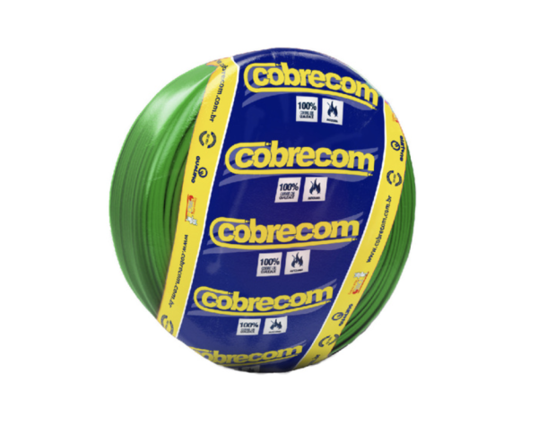 Cabo flexível Cobrecom 4mm verde 750V rolo de 100 metros normatizado