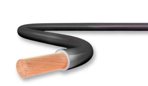 Cabo elétrico flexível Sil 2,5mm preto 100 metros em embalagem plástica.