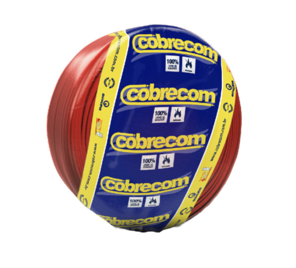 Cabo flexível Cobrecom 2,5mm 100m vermelho condutor de cobre isolação 750V.