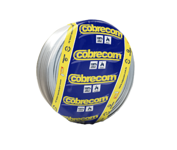 Cabo flexível Cobrecom 1,5mm 100 metros branco tensão nominal 750V certificado.