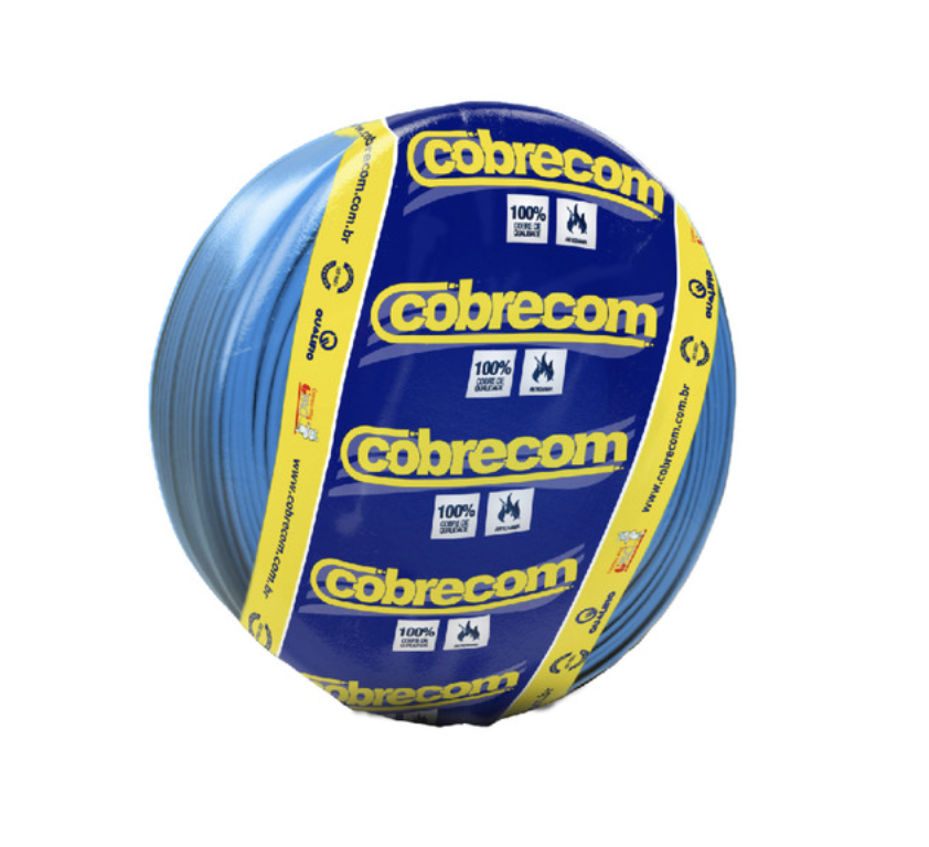Cabo flexível 6mm 100m azul 750V Cobrecom alta condutividade térmica.