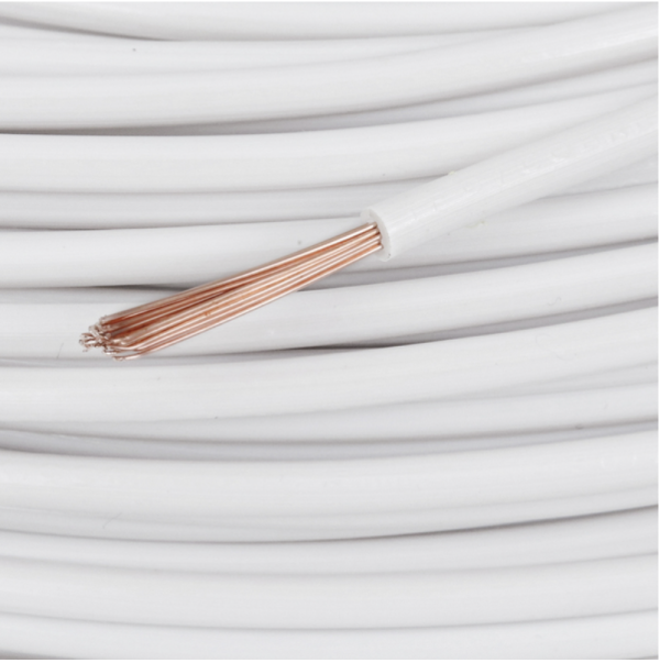 Cabo elétrico flexível 6mm branco Cobrecom rolo 100 metros bitola técnica.