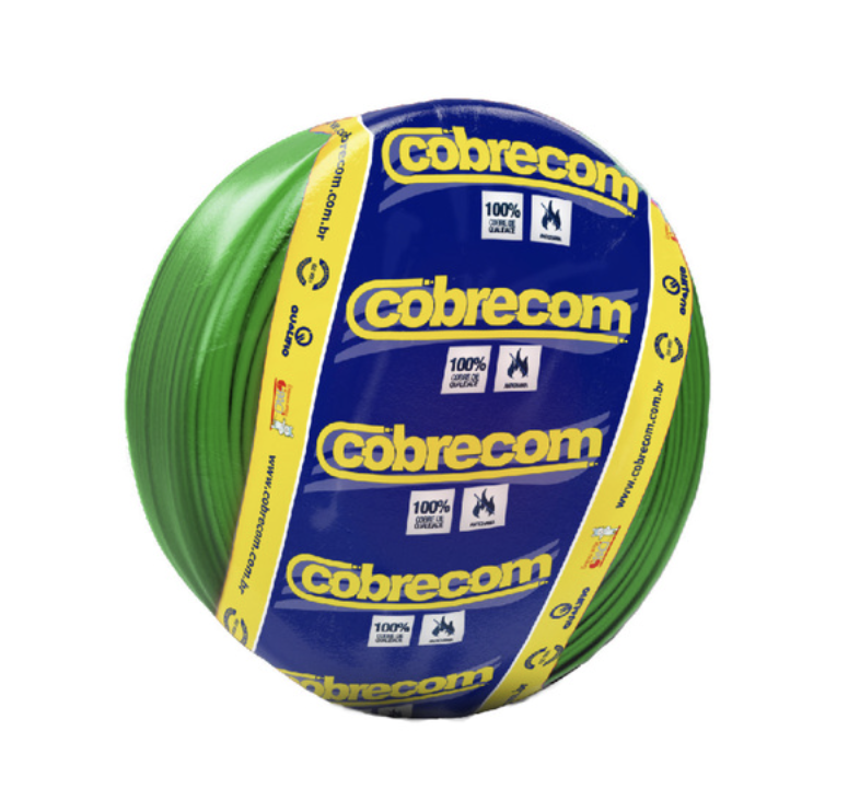 Rolo de cabo flexível Cobrecom 6mm 100 metros verde isolação 750V