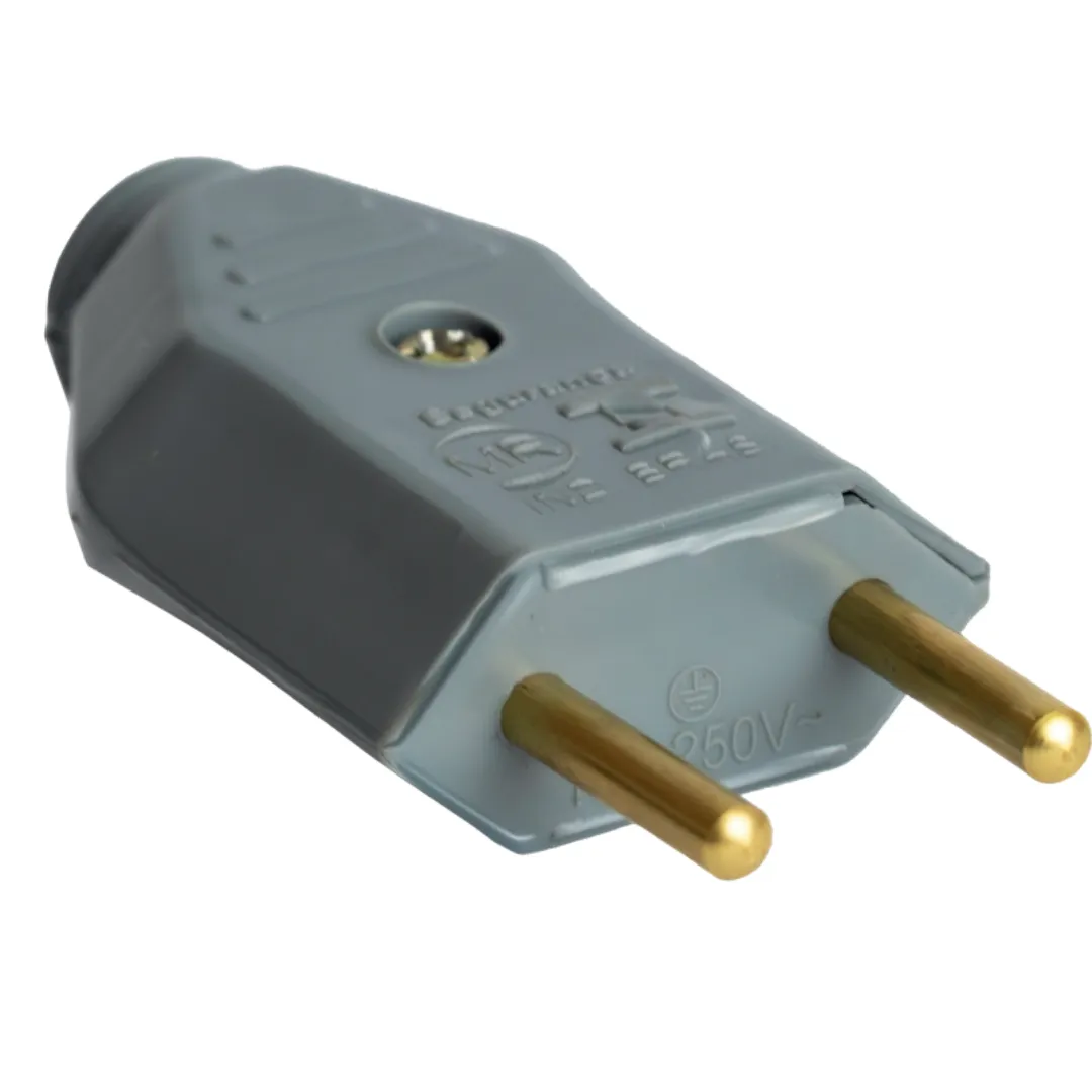 PLUG PINO MACHO DE 2 PINOS 10A CINZA THYENE