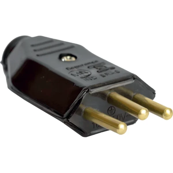PLUG PINO MACHO DE 3 PINOS 10A PRETO THYENE