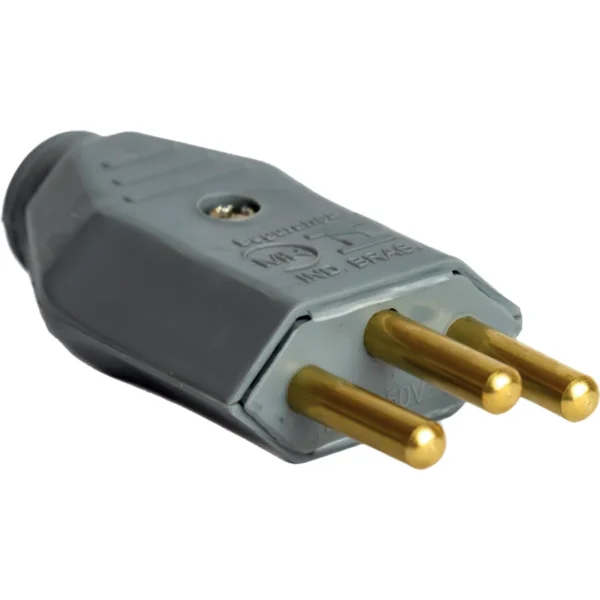PLUG PINO MACHO DE 3 PINOS 10A CINZA THYENE