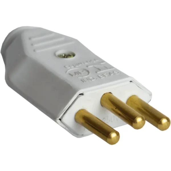 PLUG PINO MACHO DE 3 PINOS 10A BRANCO THYENE